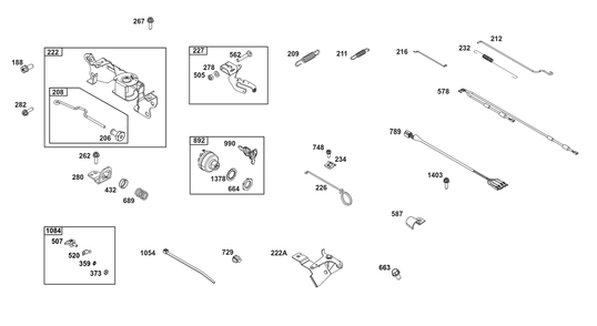 Controls Group Diagram and Parts List for 356447-3542-G1 200000 - 399999 Briggs and Stratton Engine